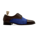 Ozark Dark Brown and Light Blue Kid Suede Derby Shoes