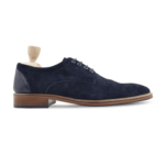 Palm Navy Blue Kid Suede Derby Shoes