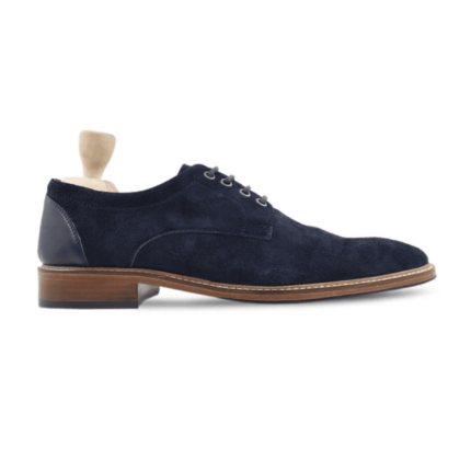 Palm Navy Blue Kid Suede Derby Shoes