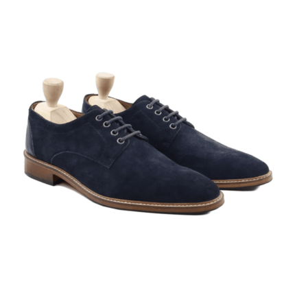 Palm Navy Blue Kid Suede Derby Shoes