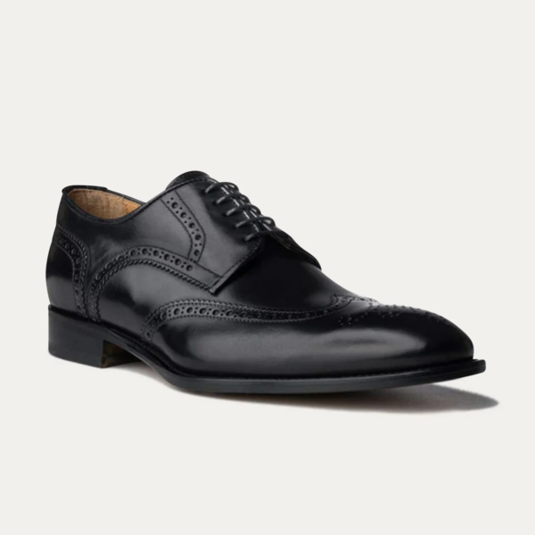 Wingtip Black Leather Derby Shoes