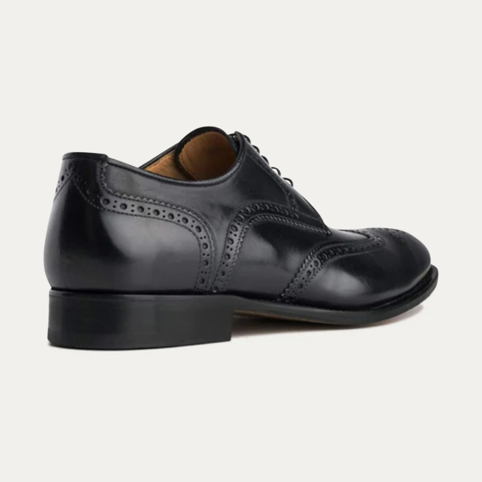 Wingtip Black Leather Derby Shoes
