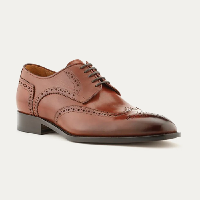 Wingtip Brown Leather Derby Shoes