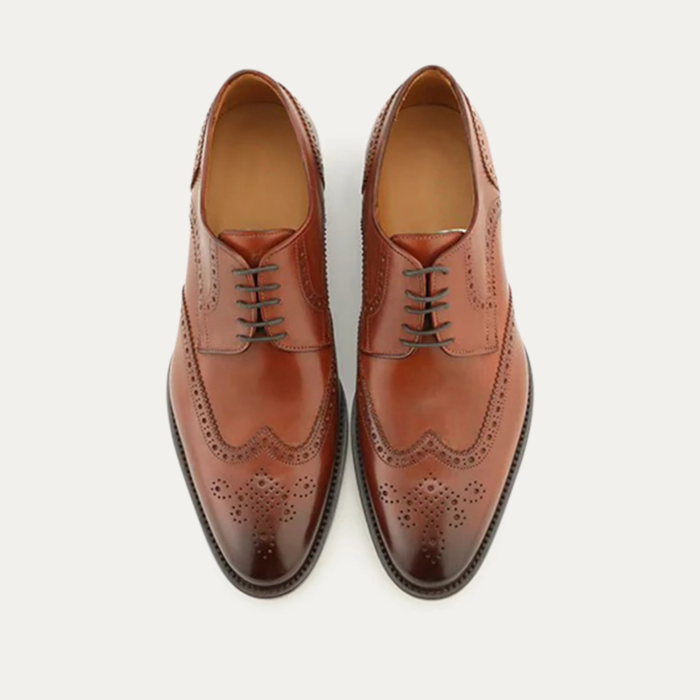 Wingtip Brown Leather Derby Shoes