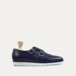 Adria - Men's Dark Blue Calf Leather Double Monkstrap