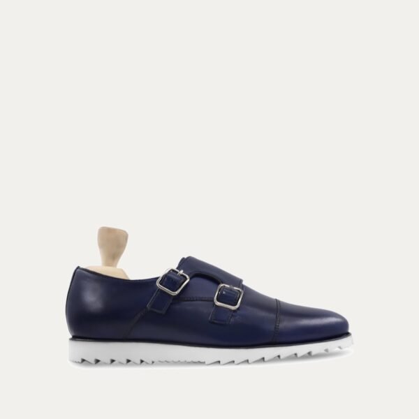 Adria - Men's Dark Blue Calf Leather Double Monkstrap