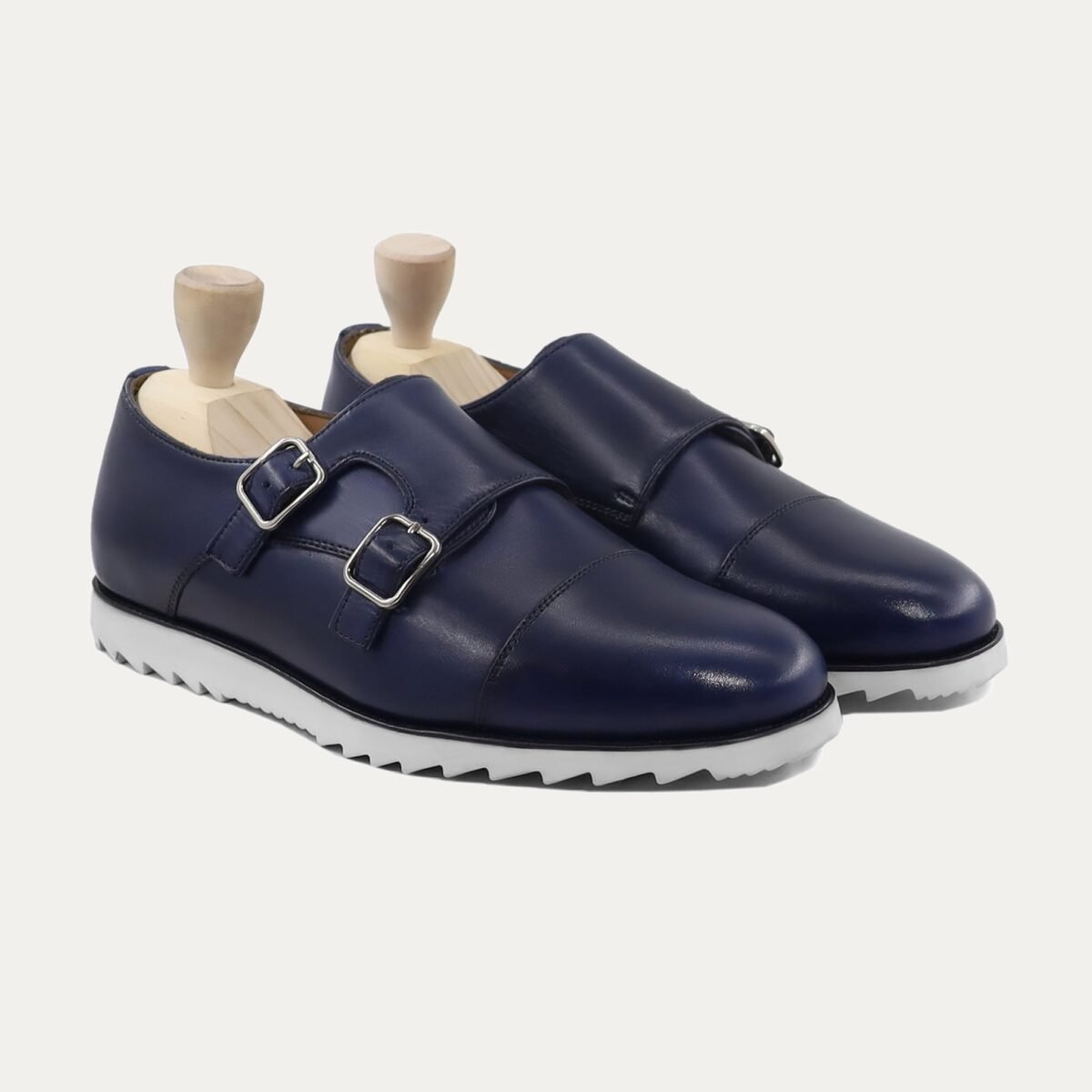 Adria - Men's Dark Blue Calf Leather Double Monkstrap