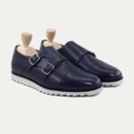 Adria - Men's Dark Blue Calf Leather Double Monkstrap