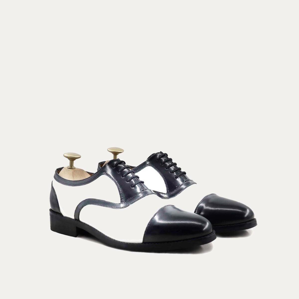 Alcapone - Men's White Calf and Patent Leather Oxford Shoe