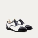 Alcapone - Men's White Calf and Patent Leather Oxford Shoe
