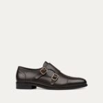 Allin - Men's Dark Brown Calf Leather Double Monksrap