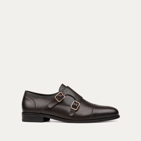Allin - Men's Dark Brown Calf Leather Double Monksrap
