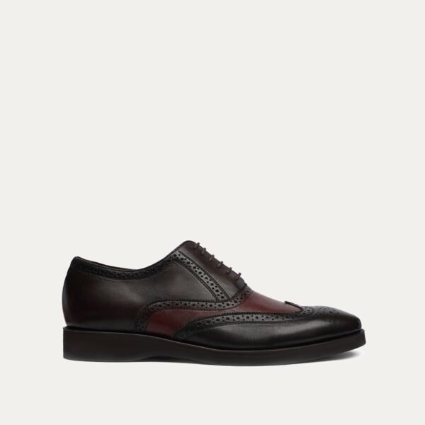 Amberg - Men's Dark Brown and Oxblood Calf Leather Oxford Shoe