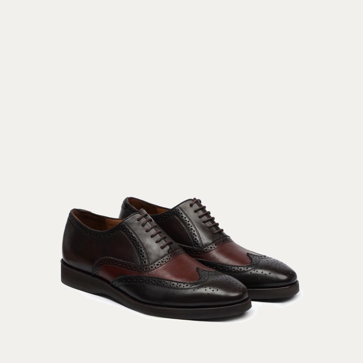 Amberg - Men's Dark Brown and Oxblood Calf Leather Oxford Shoe