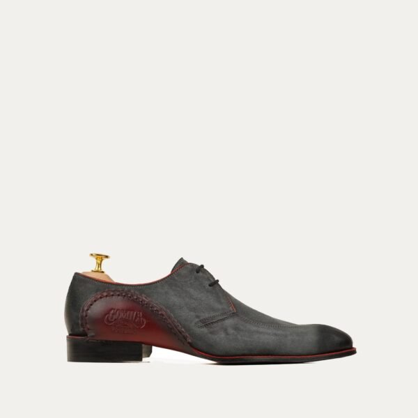 Awan - Men's Burnished Charcoal Grey Black Kid Suede Derby Shoe