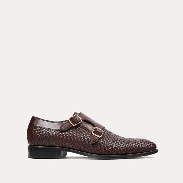 Bihar - Men's Reddish Brown Hand Woven Calf Leather Double Monkstrap