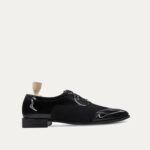 Carli - Men's Black Kid Suede and Patent Leather Oxford Shoe