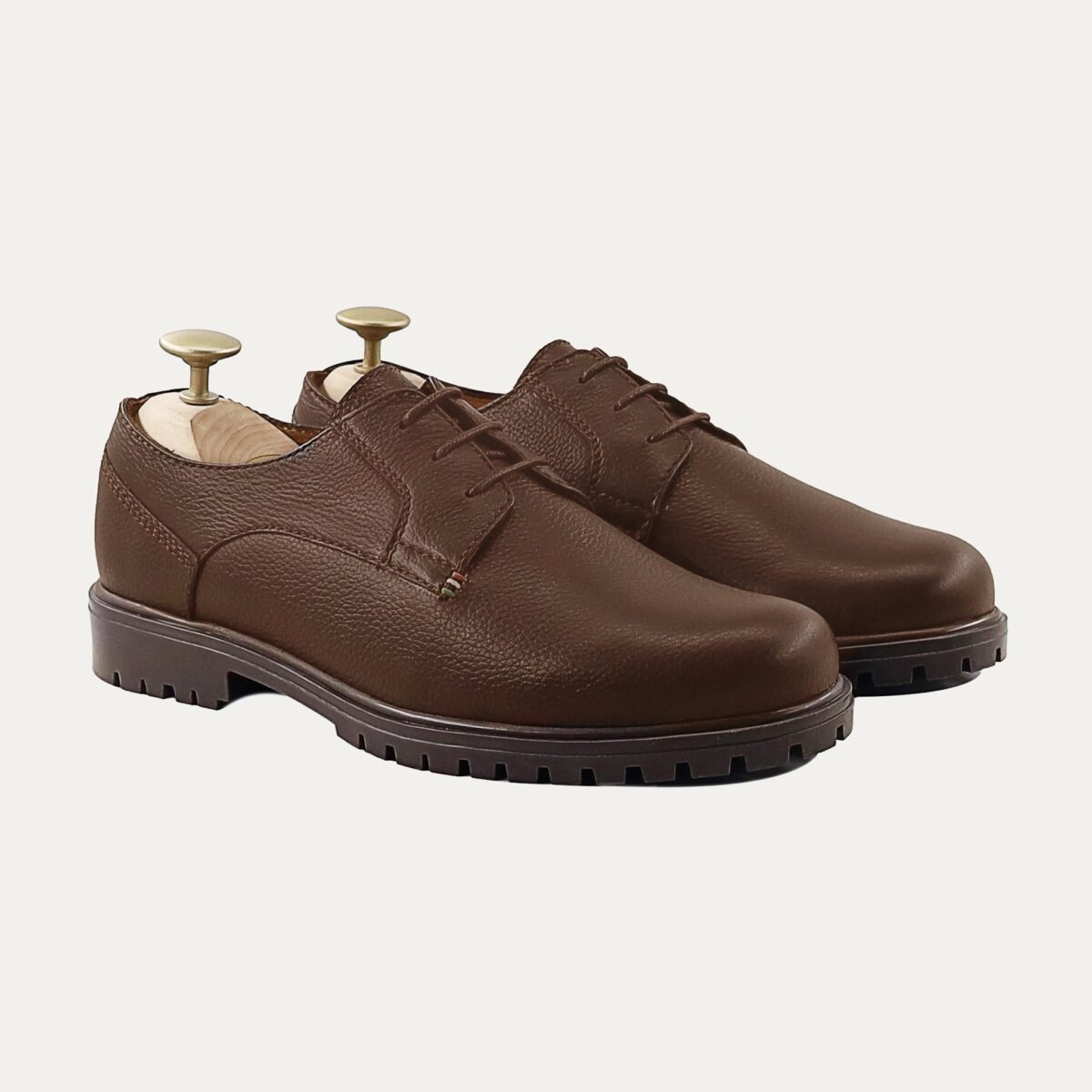 Demian - Men's Brown Pebble Grain Derby Shoe