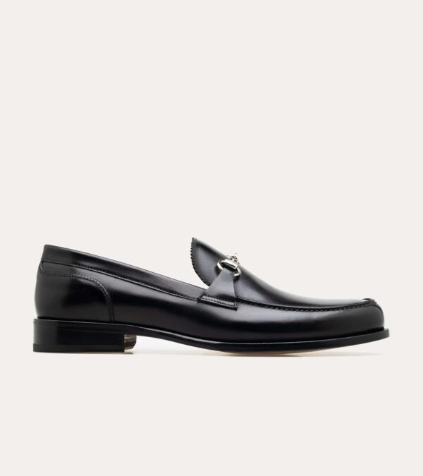 Dress Shoe Bit Loafer Black Leather