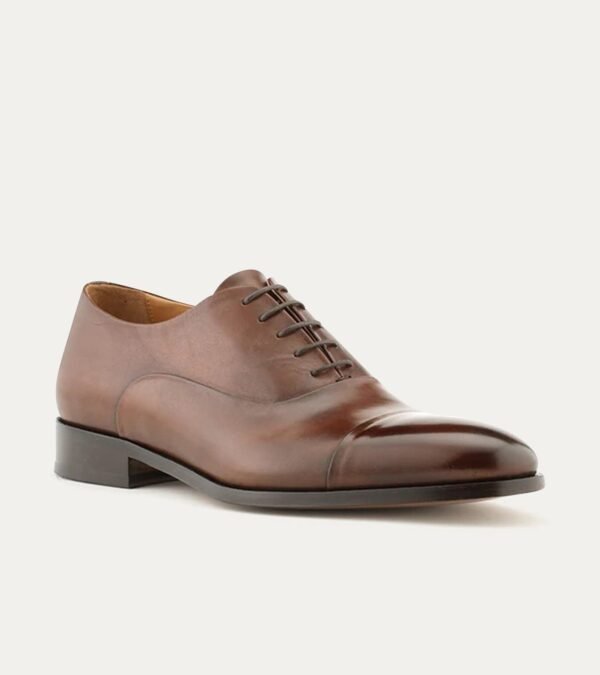 Dress Shoe Cap Toe Oxford Brown Antique Leather