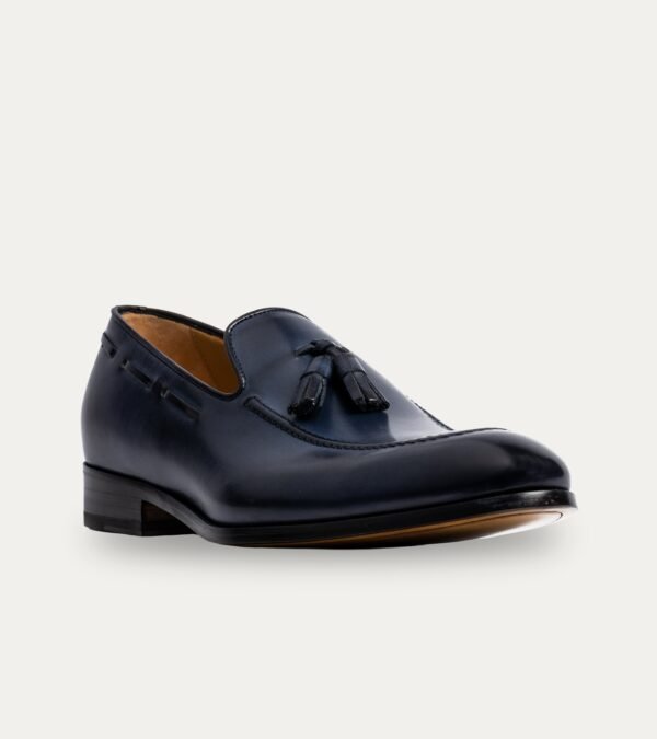 Dress Shoe Tassel Loafer Blue Tony Patina Leather