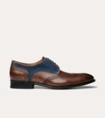 Dress Shoe Wingtip Brown Antique & Blue Suede