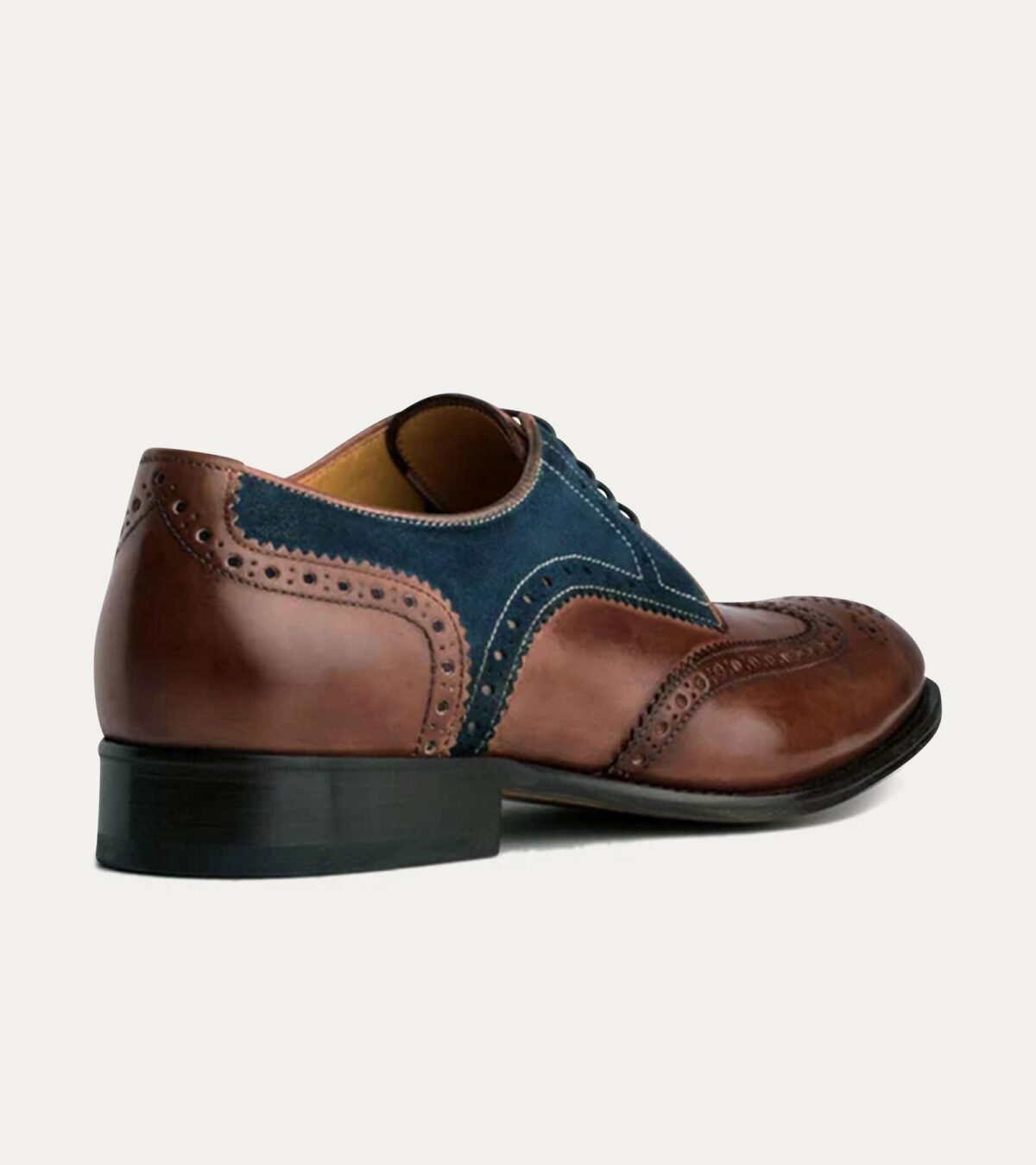 Dress Shoe Wingtip Brown Antique & Blue Suede
