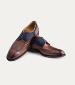 Dress Shoe Wingtip Brown Antique & Blue Suede