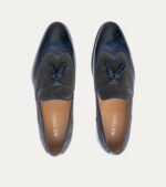 Dress Shoe Wingtip Tassel Loafer Blue Antique Leather & Grey Suede
