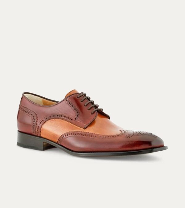 Dress Shoe Wingtip Wine And Cuoio