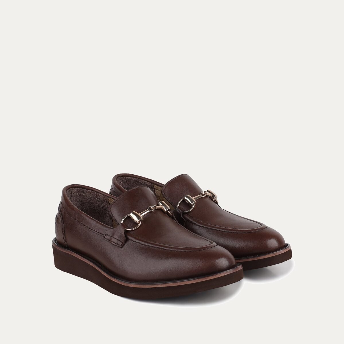 Drew - Children's Light Brown Calf Leather Loafers
