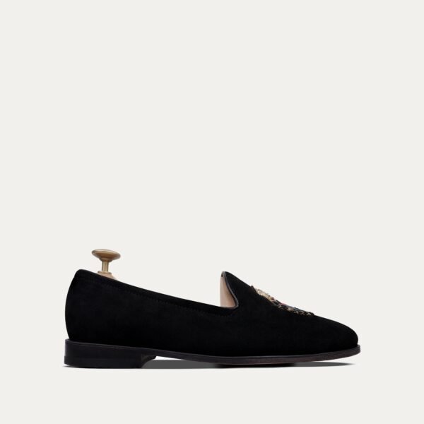Ellis - Men's Black Suede & Embroidery Loafer