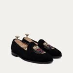 Ellis - Men's Black Suede & Embroidery Loafer