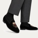 Ellis - Men's Black Suede & Embroidery Loafer