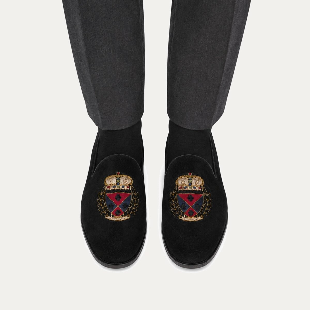 Ellis - Men's Black Suede & Embroidery Loafer