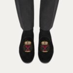 Ellis - Men's Black Suede & Embroidery Loafer