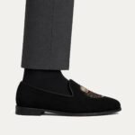 Ellis - Men's Black Suede & Embroidery Loafer