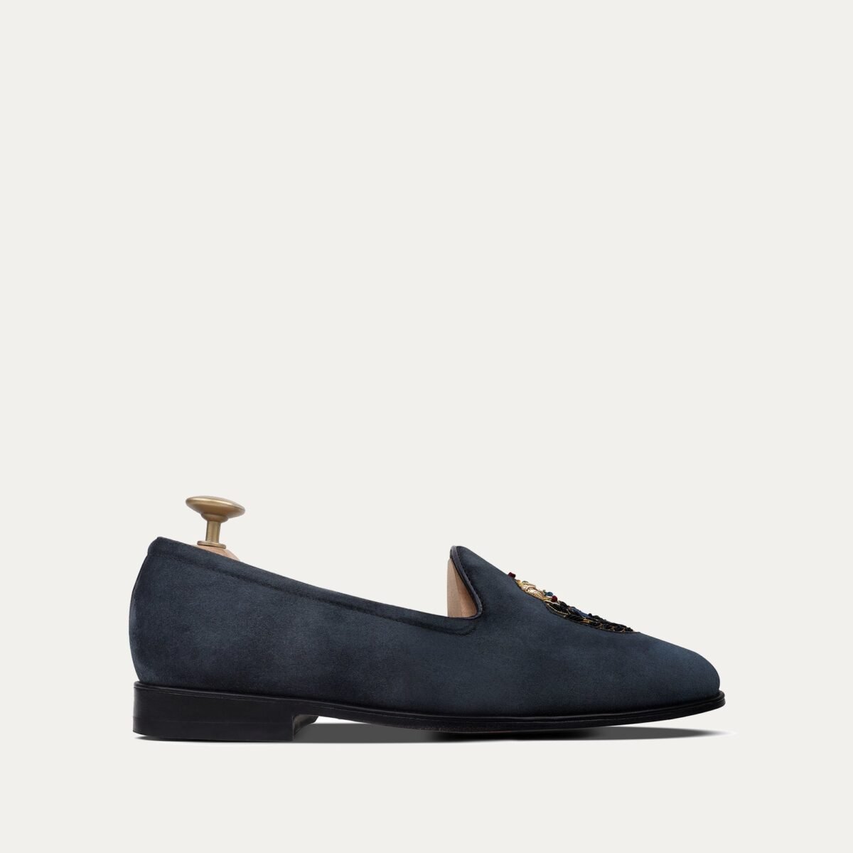 Ellis - Men's Black Suede & Embroidery Loafer