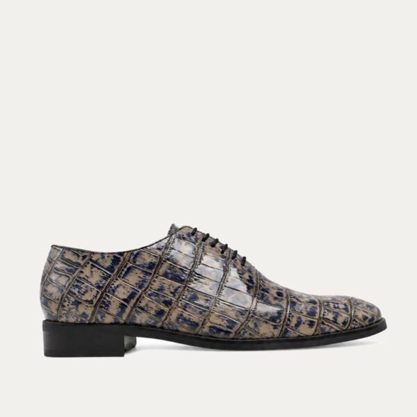 Flavio - Men's Grey and Blue Calf Leather Wholecut Shoe
