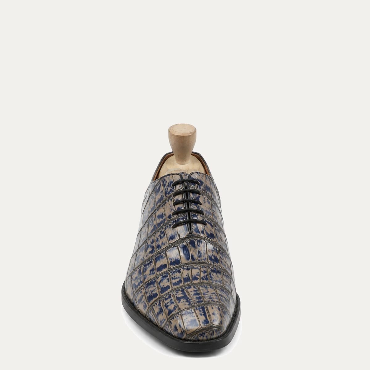 Flavio - Men's Grey and Blue Calf Leather Wholecut Shoe