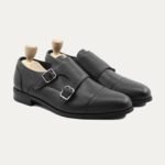 Glacier - Men's Black Pebble Grain Leather Double Monkstrap