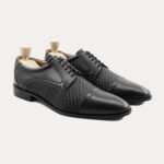 Gorzow - Men's Black Calf and Hand Woven Calf Leather Derby Shoe