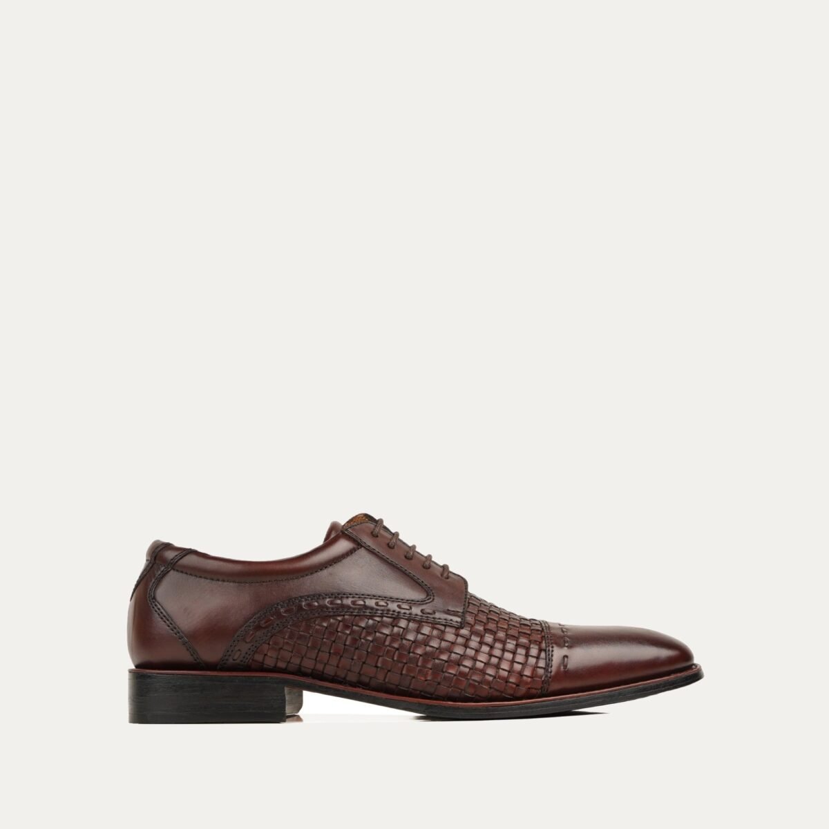 Gorzow - Men's Black Calf and Hand Woven Calf Leather Derby Shoe