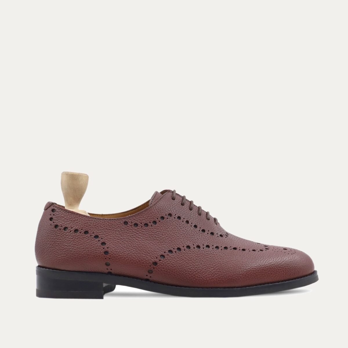 Graz - Men's Black Pebble Grain Leather Wholecut Shoe