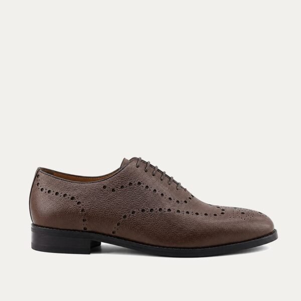 Graz - Men's Brown Pebble Grain Leather Wholecut Shoe