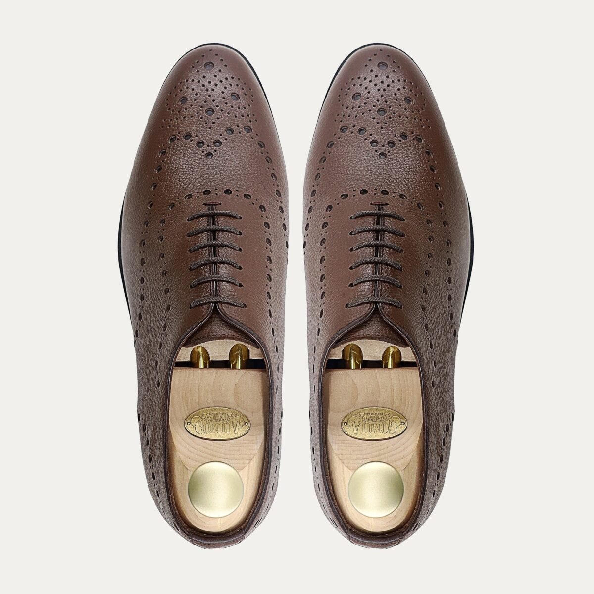 Graz - Men's Brown Pebble Grain Leather Wholecut Shoe
