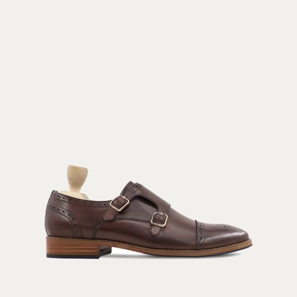 Haslit - Men's Dark Brown Calf Leather Double Monkstrap