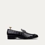 Heath - Men's Black Crocodile Printed Loafer
