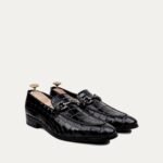 Heath - Men's Black Crocodile Printed Loafer