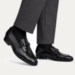 Heath - Men's Black Crocodile Printed Loafer